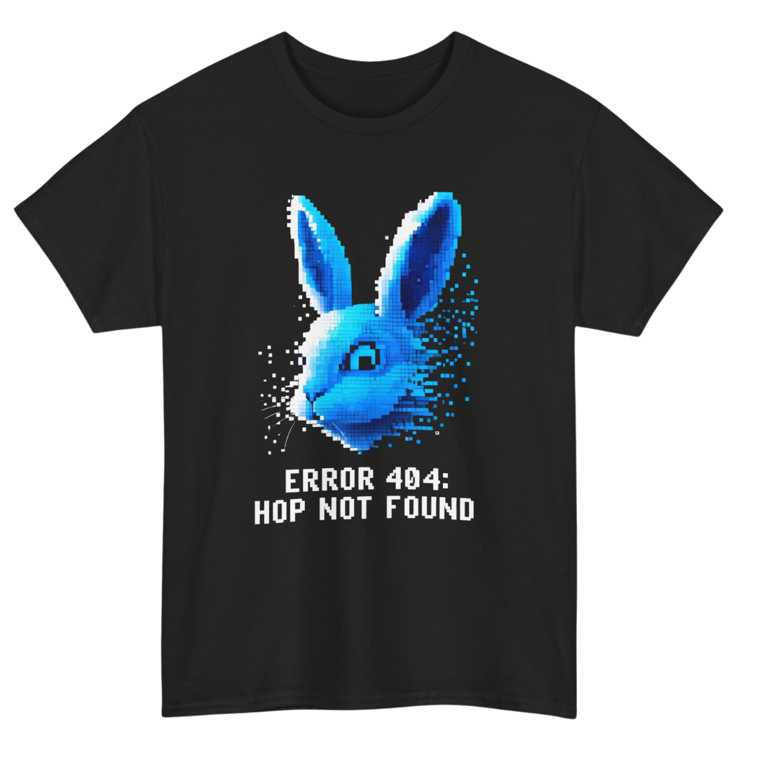Error 404 Hope Not Found Pixel Bunny T-Shirt Black