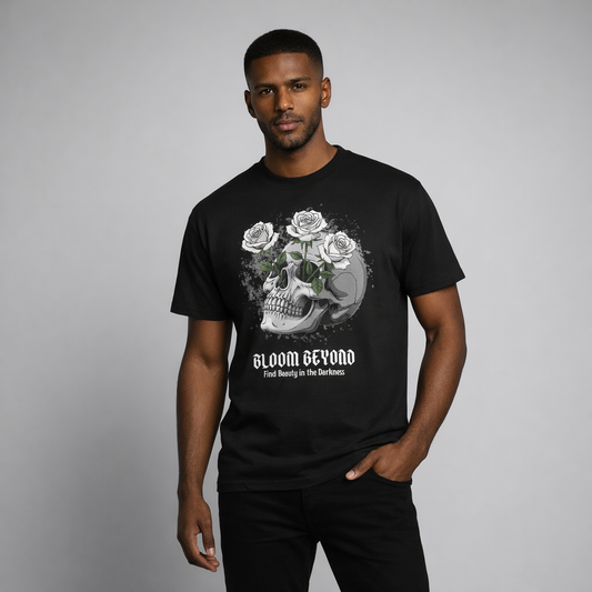 Skull Flower T-Shirt - Bloom Beyond Black