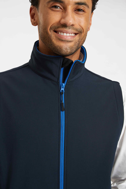 Model wearing Uneek UC614 Printable Softshell Gilet