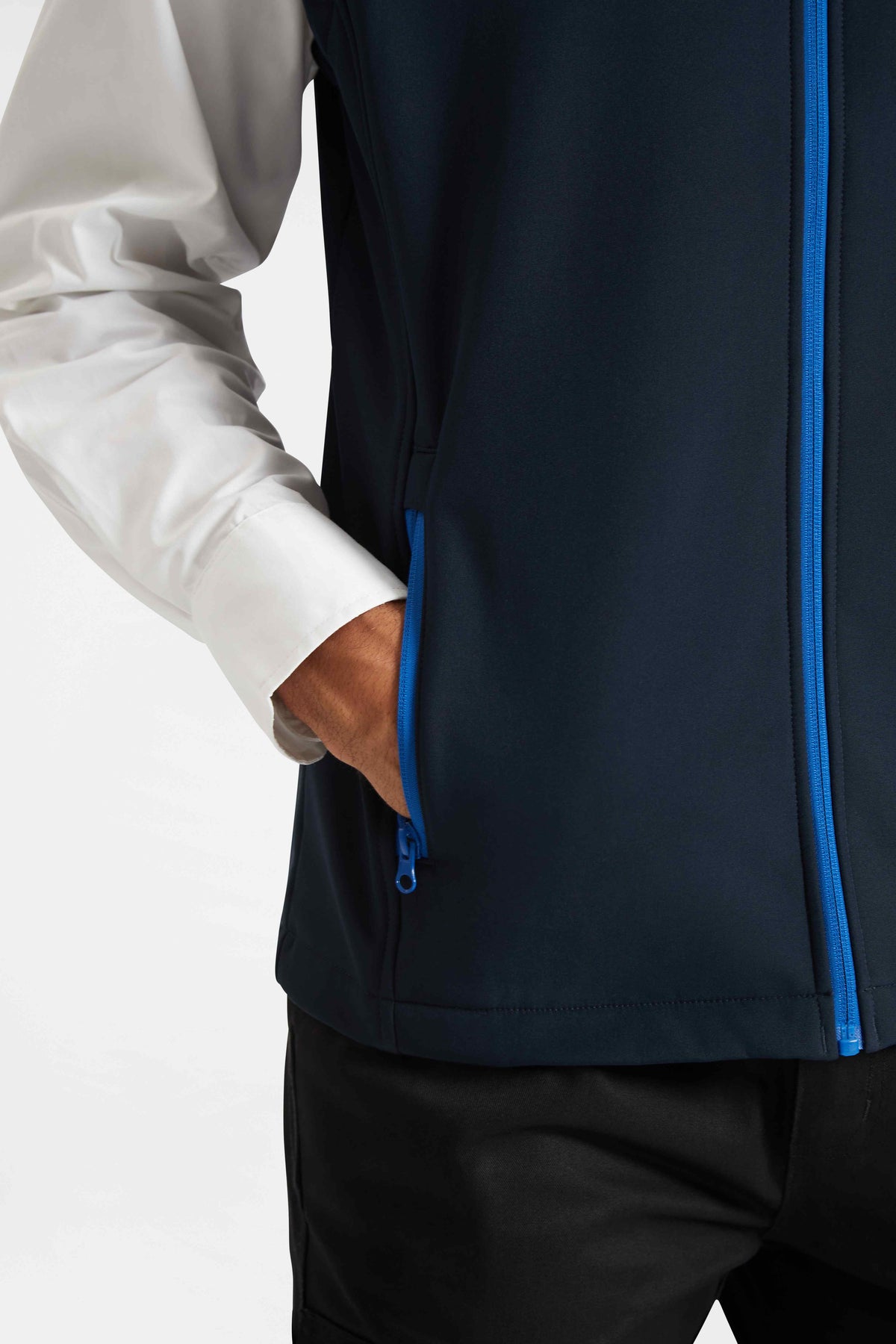 Model wearing Uneek UC614 Printable Softshell Gilet