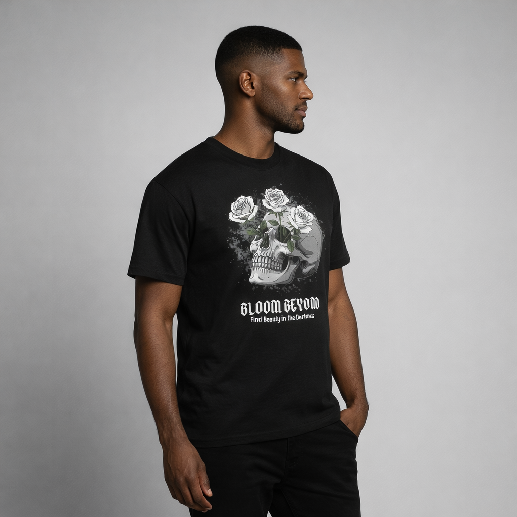 Skull Flower T-Shirt - Bloom Beyond Black