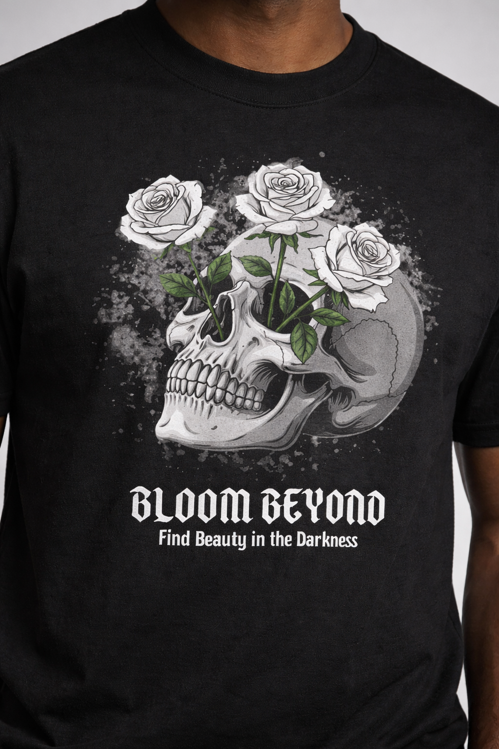 Skull Flower T-Shirt - Bloom Beyond Black